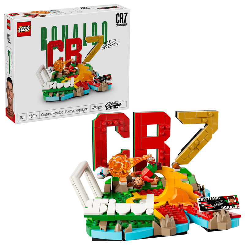 LEGO Cristiano Ronaldo CR7 set with packaging on a white background