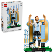 LEGO Lionel Messi set with packaging on a white background